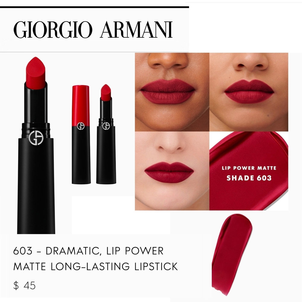 Giorgio Armani Lip Power Matte Lipstick - Dramatic Red. Without Box. # 279